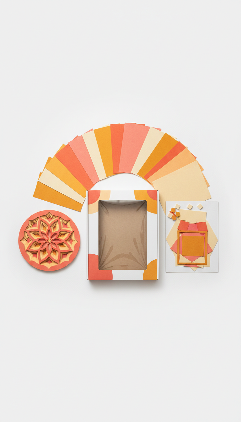 Layered cutout wall art kit in bold hues
