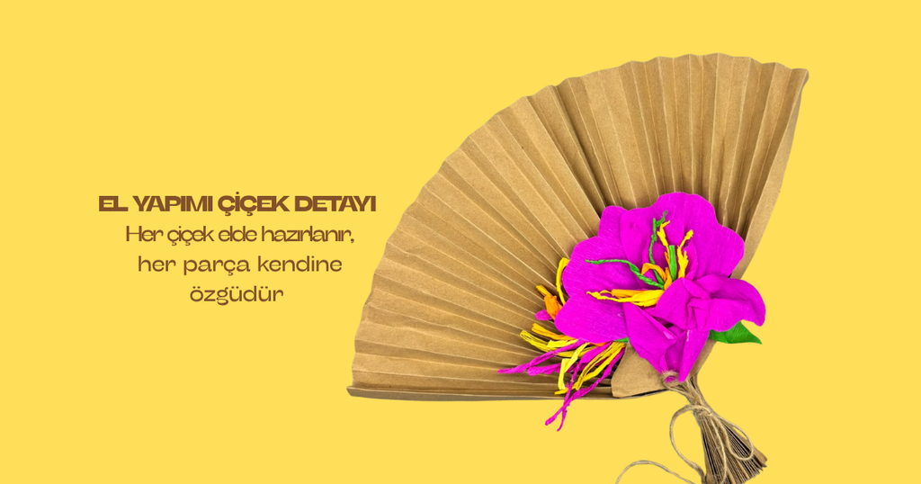 Proti Paper Fan - Pink & Yellow Floral Craft Paper Fan