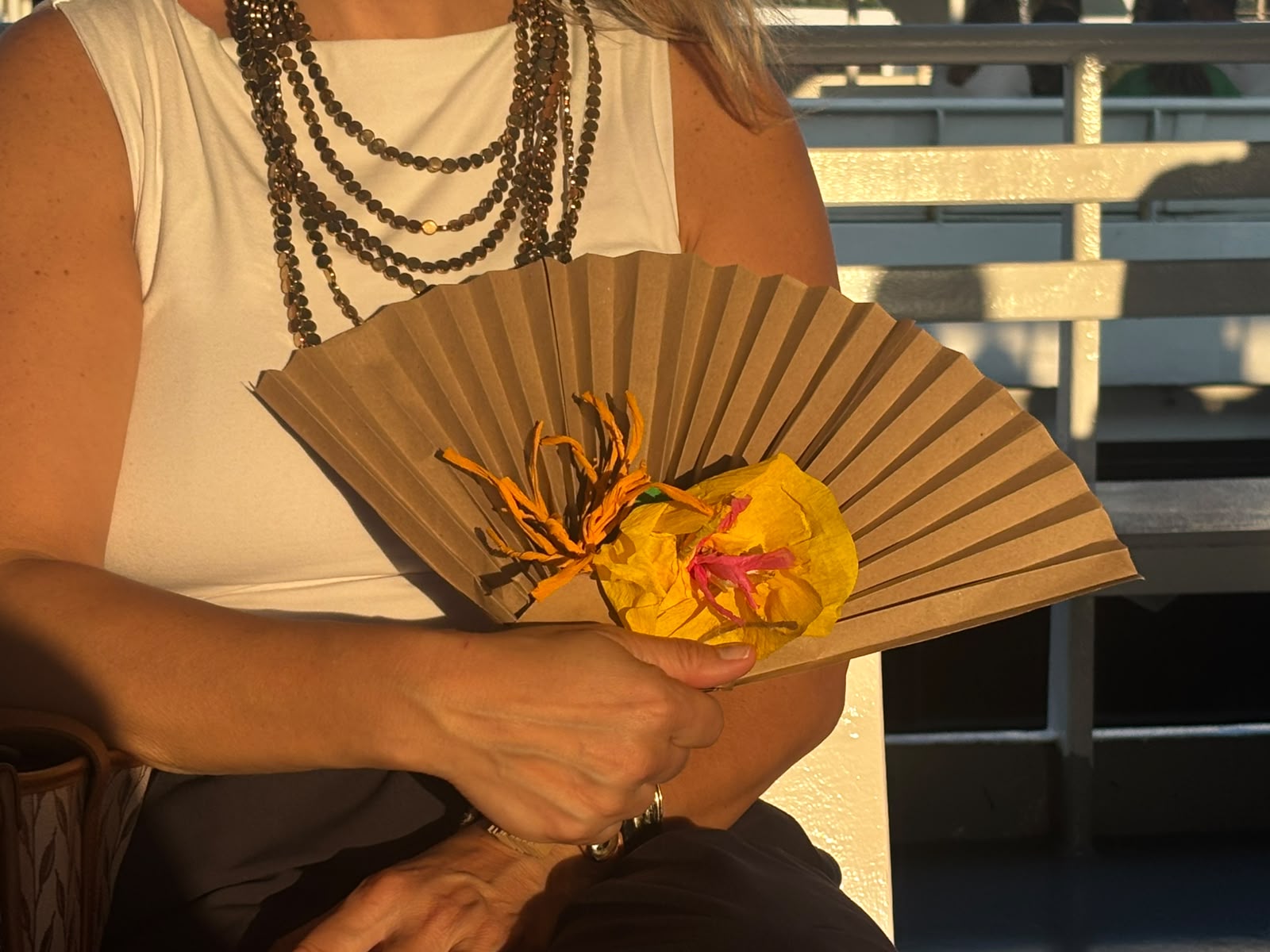 Proti Paper Fan - Pink & Yellow Floral Craft Paper Fan