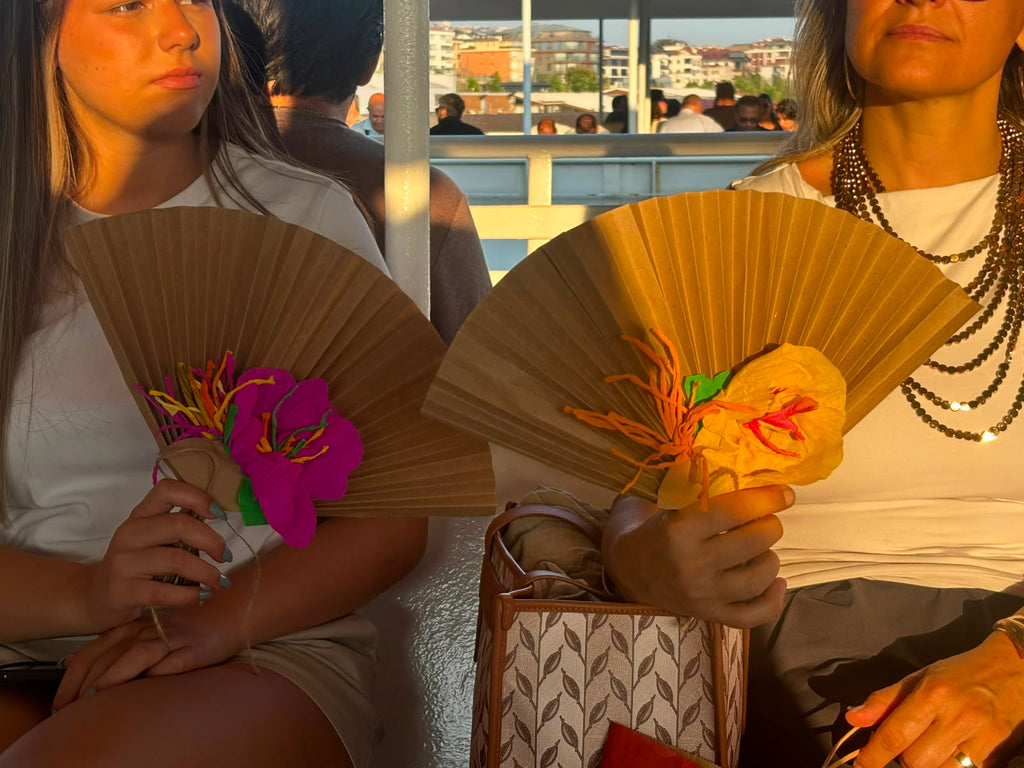 Proti Paper Fan - Pink & Yellow Floral Craft Paper Fan
