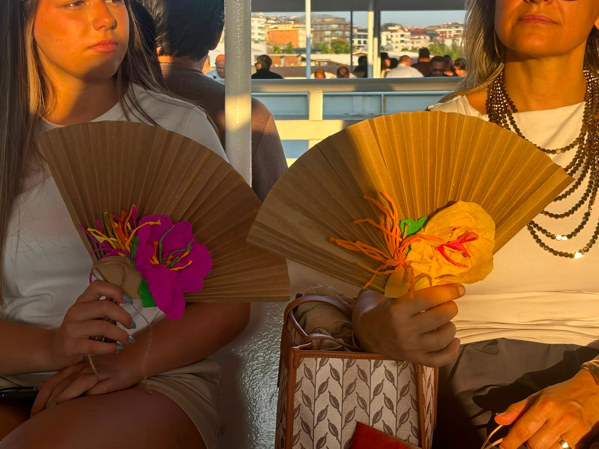 Proti Paper Fan - Pink & Yellow Floral Craft Paper Fan
