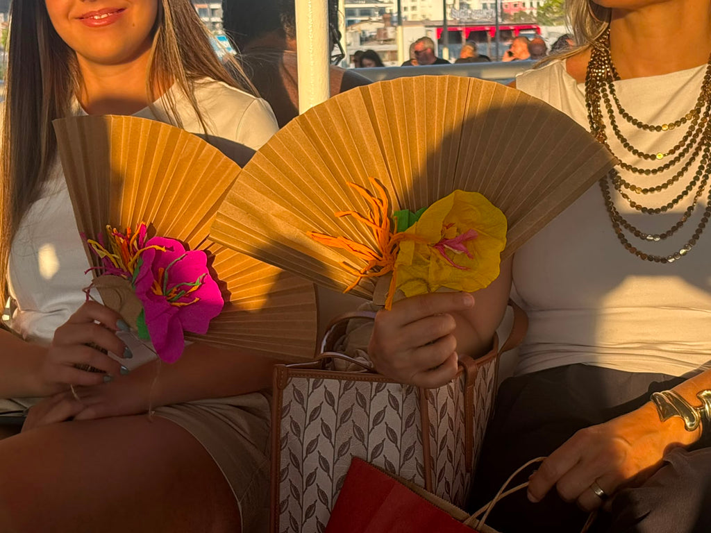 Proti Paper Fan - Pink & Yellow Floral Craft Paper Fan